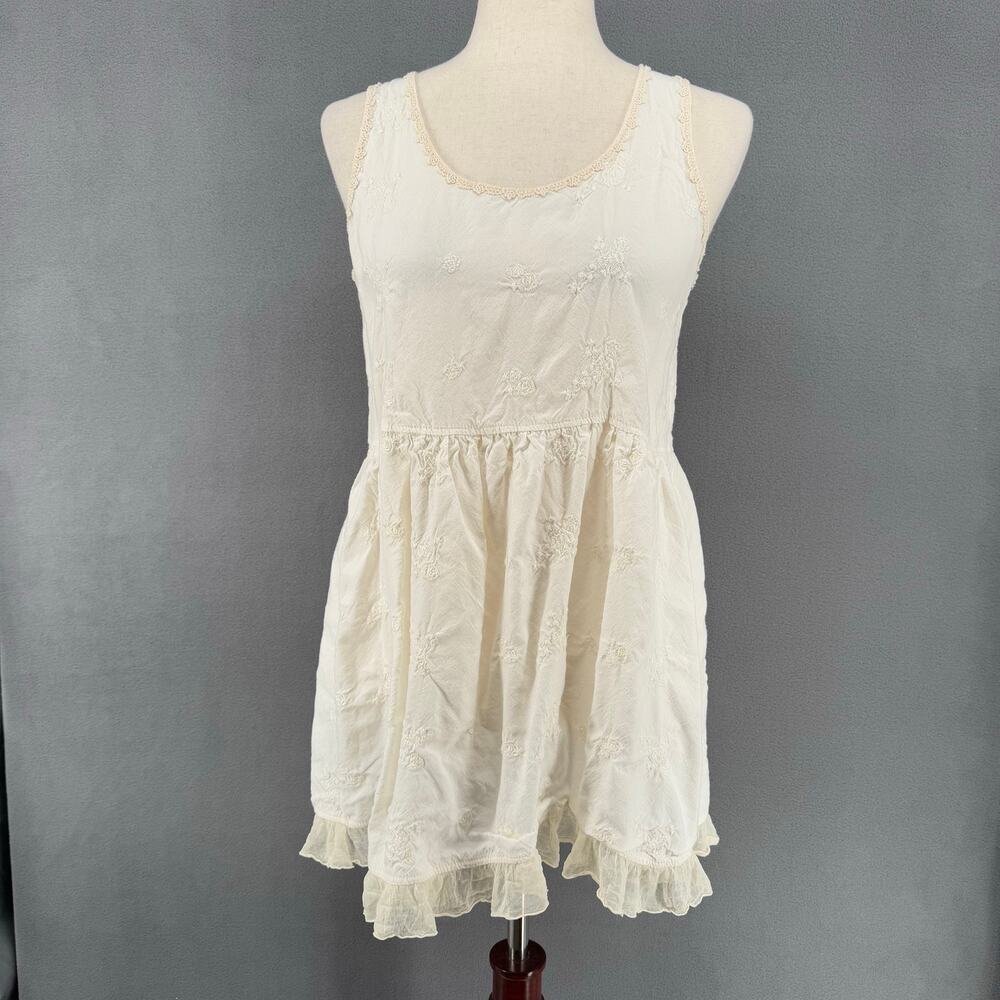 Rose Marie Designs Tunic Mini Dress Small White Embroidered Lace Cottagecore